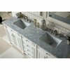 James Martin Vanities Bristol 72in Double Vanity, Bright White w/ 3 CM Carrara Marble Top 157-V72-BW-3CAR